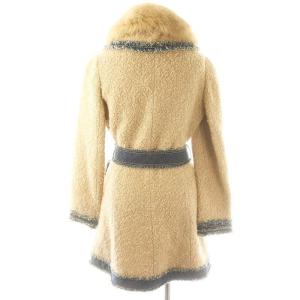 TO BE CHIC フォックスファー付き デニムフリル ブークレ コート ステンカラー ベルト付き 2 ベージュ 青 ブルー