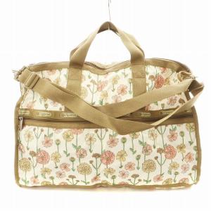 LesportSAC ボストンバッグ ハンドバッグ ショルダーバッグ 2way 花柄 ナイロン ベージュ ピンク 白 ホワイト