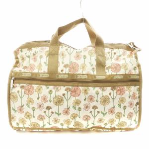 LesportSAC ボストンバッグ ハンドバッグ ショルダーバッグ 2way 花柄 ナイロン ベージュ ピンク 白 ホワイト