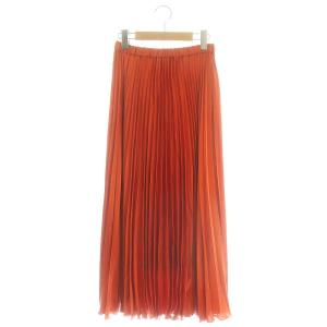 UWCSアコーディオンプリーツスカート ロング フレア 38 オレンジ