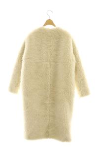 CASA FLINE リサイクルポリウールリバーシブルコート ノーカラー キルティング ボア F カーキ 白 ホワイト