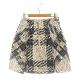 SNIDEL 22AW ロービングチェックミニスカート フレア 0 アイボリー 黒 ベージュ