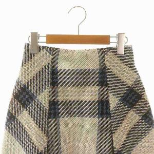 SNIDEL 22AW ロービングチェックミニスカート フレア 0 アイボリー 黒 ベージュ
