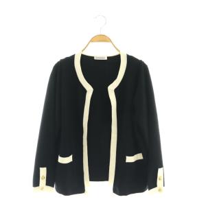 23AW NO COLLAR SHORT JK ノーカラージャケット バイカラー ニット 01 S 黒 ブラック 白 ホワイト