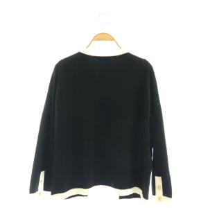 MADISONBLUE 23AW NO COLLAR SHORT JK ノーカラージャケット バイカラー ニット 01 S 黒 ブラック 白 ホワイト