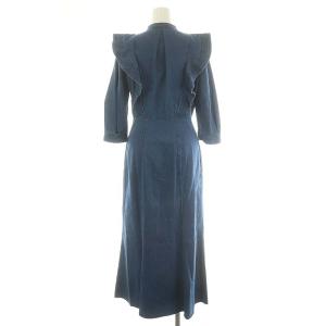 SNIDEL 23SS デニムフロントボタンフリルワンピ ワンピース ロング 七分袖 0 青 ブルー