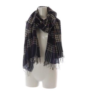 45rpm ストール タータンチェック フリンジ 紺 ネイビー