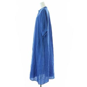 JOURNAL STANDARD L'ESSAGE 22SS フレンチリネンスキッパーワンピース マキシ ロング 五分袖 36 S 青 ブルー