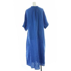 JOURNAL STANDARD L'ESSAGE 22SS フレンチリネンスキッパーワンピース マキシ ロング 五分袖 36 S 青 ブルー