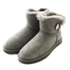 UGG australia MINI BAILEY BUTTON BLING ムートンブーツ スウェードレザー US8 25cm グレー 1003889