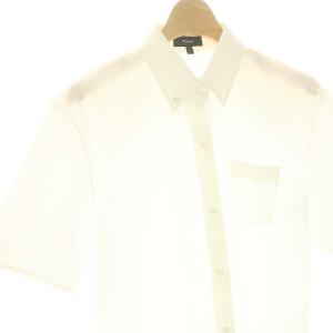 Theory 24SS Cotton Shirting Boxy SS PKT SH シャツ 半袖 ボタンダウン P 白 ホワイト
