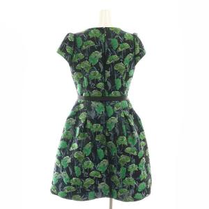 M'S GRACY 花刺繍 ワンピース 膝丈 半袖 38 黒 緑 ブラック グリーン