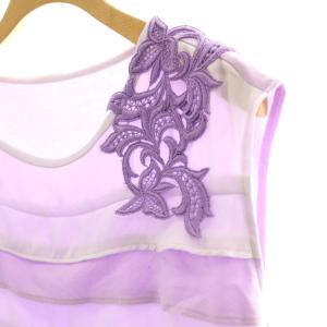 VIVIENNE TAM カットワーク刺繍 ティアード ノースリーブ カットソー 38 ラベンダー