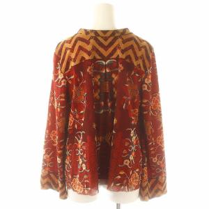 VIVIENNE TAM パワーネット総柄 カーディガン 長袖 比翼ボタン 40 赤 マルチカラー