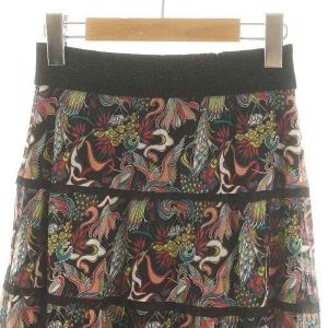 VIVIENNE TAM 鳳凰 ロングスカート フレアースカート 総柄 38 黒 ブラック マルチカラー /DF OS