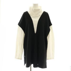 22AW CUT-LAYERED PULLOVER プルオーバー カットソー 長袖 38 黒 白 ブラック ホワイト