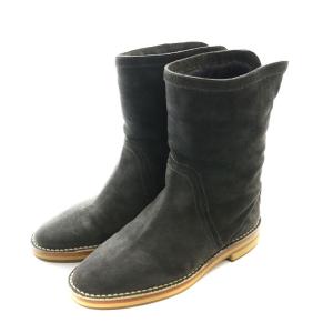 JIMMY CHOO ジップアップ ブーツ ショート スウェードレザー 37 24.0cm グレー /KP OS