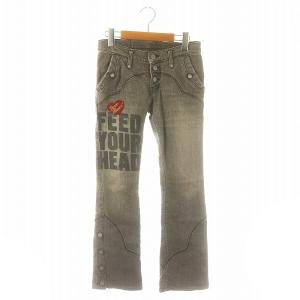 ローライズ フレアデニムパンツ ジーンズ ボトムス ジップフライ コットン XS グレー