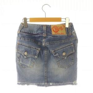 HYSTERIC GLAMOUR フリンジ デニム ミニスカート タイトスカート ダメージ加工 カットオフ XS 青 ブルー