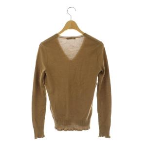 RALPH LAUREN ポニー刺繍 Vネックニット セーター 長袖 フリル M 茶 ブラウン