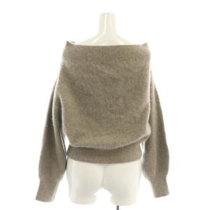 SNIDEL 24AW フォックスアルパカオフショルプルオーバー ニット セーター クロップド丈 長袖 F ブラウン