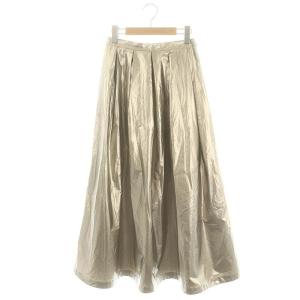 24AW メタリックタックフレアスカート ロング マキシ 2 シルバー色 /MF OS