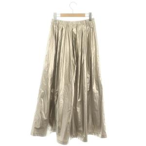 allureville 24AW メタリックタックフレアスカート ロング マキシ 2 シルバー色 /MF OS