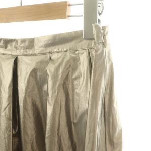 allureville 24AW メタリックタックフレアスカート ロング マキシ 2 シルバー色 /MF OS