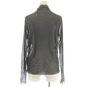 IENA 23AW ドットチュールプルオーバー シアー カットソー シースルー ハイネック 長袖 紺 ネイビー