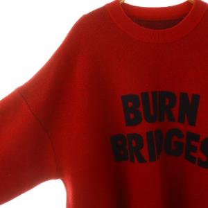 Spick&Span 23AW ダブルジャガードロゴニット セーター 長袖 ウール 赤 レッド