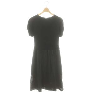 パーフェクトレディ ドレス ワンピース ロング ミモレ 半袖 切替 40 黒 ブラック /MF OS SH