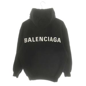 BALENCIAGA パーカー フーディー ロゴ バックプリント S ブラック