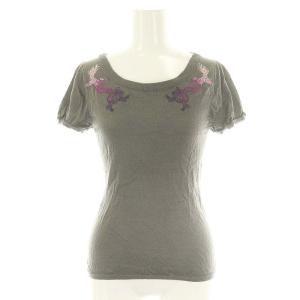 ニット カットソー 龍 刺繍 半袖 0 グレー