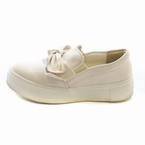 NUANCE RIBBON SNEAKERS スリッポン シューズ リボン フェイクレザー ロゴ 37