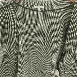 Max Mara ノーカラージャケット ツイード フリンジ  チェーン M 黒 ブラック 白 ホワイト