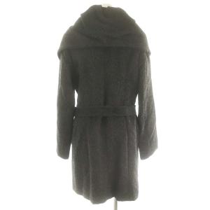 COLE HAAN アルパカ ウール混 ジップアップコート ミドル丈 アウター 4 黒 ブラック