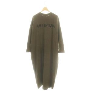 AMERICANA バックフロッキーサイドジップワンピース ロング 長袖 カーキ