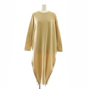 バックフロッキーサイドジップワンピース ロング 長袖 ベージュ /DF OS