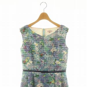 TOCCA RICHLY 透かしチェック フラワー ノースリーブワンピース ひざ丈 4 マルチカラー