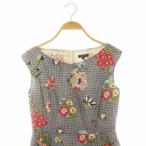 TOCCA POTTED FLOWERS ドレス ワンピース ひざ丈 ギンガムチェック 刺繍 4 マルチカラー
