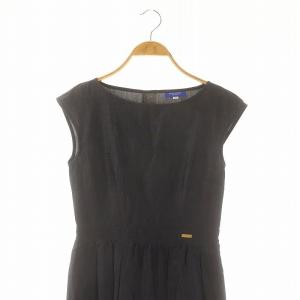 BLUE LABEL CRESTBRIDGE リボンデザイン ノースリーブ ワンピース ひざ丈 38 紺 ネイビー