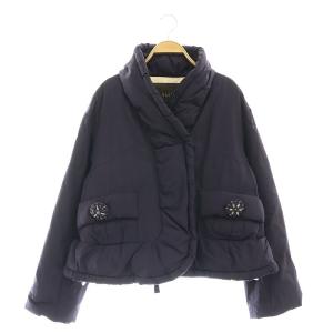 ビジューボタン付き ショートダウンコート 36 ネイビー