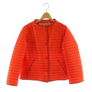 キルティングジャケット ノーカラー アウター ブルゾン フロントジップ 40 M オレンジ