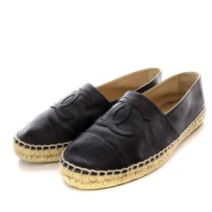 CHANEL スリッポン エスパドリーユ ココマーク 37 ブラック G29762