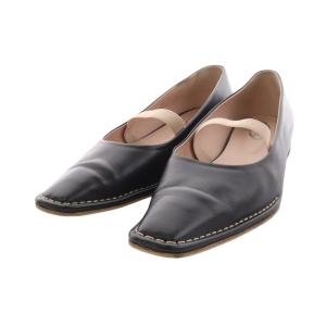 フラットシューズ パンプス レザー 39 26cm 黒 ブラック /AK8