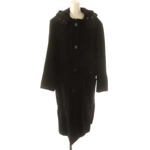 ウールフードコートロングコート アウター 34 黒 ブラック /DF OS