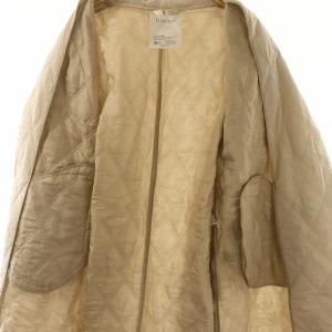 ELENDEEK キルティングコート 中綿 ノーカラー ロング 切替 01 ライトグレージュ