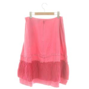 Tao AD2007 ティアード異素材スカート ひざ丈 フレア M ピンク