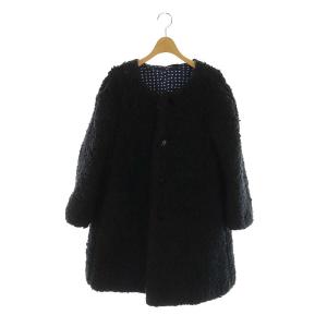 ボアコート アウター ロング ノーカラー 総裏地 2 黒 ブラック /DO OS