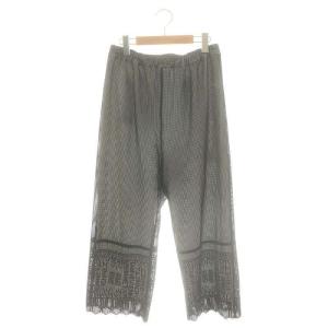 23SS 裾ロゴレースパンツ ストレート イージー 40 黒 ブラック /DO OS